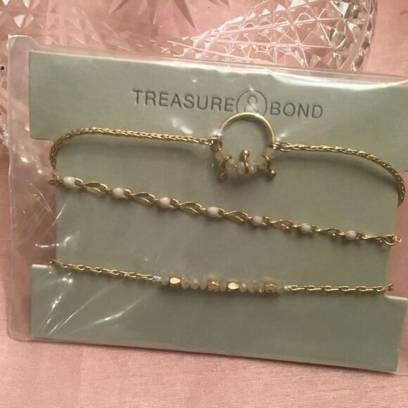 NWT Treasure Bond (Nordstrom) Set of 3 Adjustable Goldtone Bracelets - Picture 2 of 8